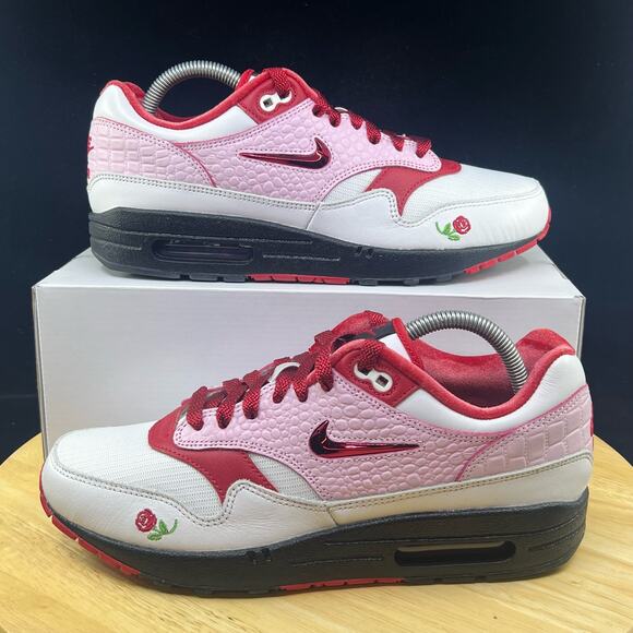 Nike Other - NIKE BY YOU AIR MAX 1 WHITE RED PINK ROSE Sz 9 Mens FJ8893-900 Brand NEW